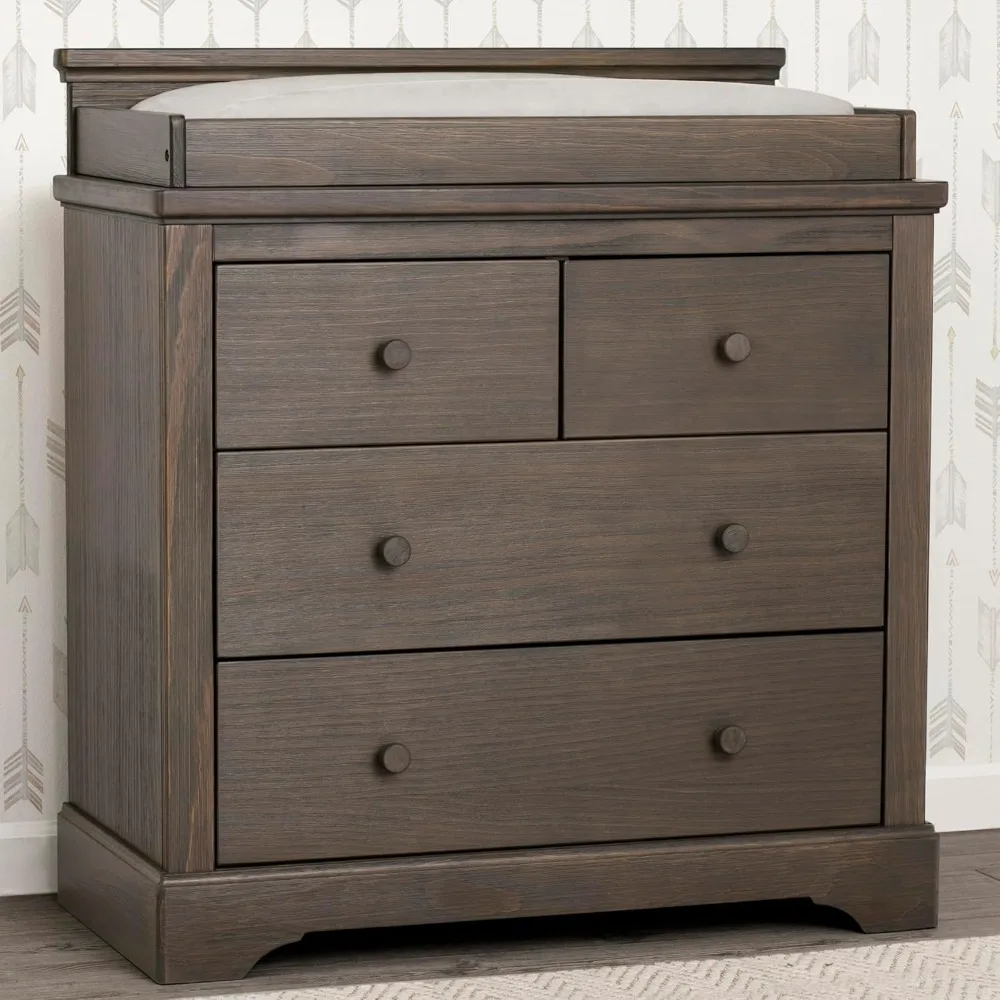 Simmons Kids Paloma 4 Drawer Dresser with Changing Top and Interlocking Drawers - Greenguard Gold Certified, Rustic Grey 2