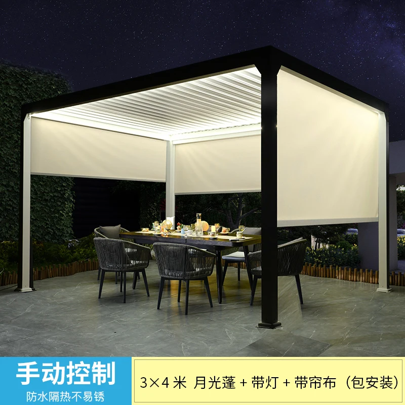 

Weatherproof sun louver aluminum deck patio cover electric opening louver roof system motorized pergola with zip blinds outdoor