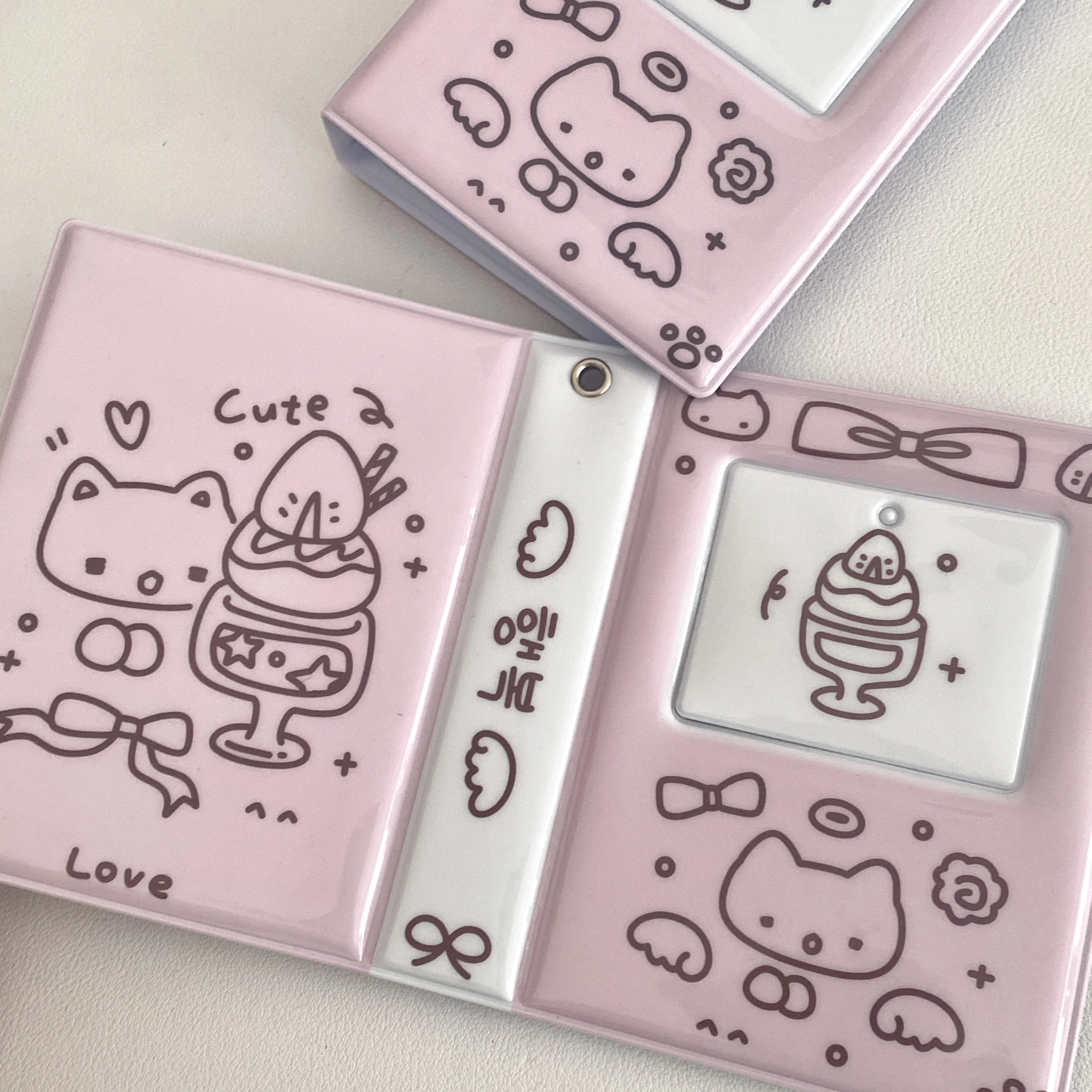 Steve Cute Pink Purple Graffiti Cat Dessert 3 Inch 1-frame Photo Album Kpop