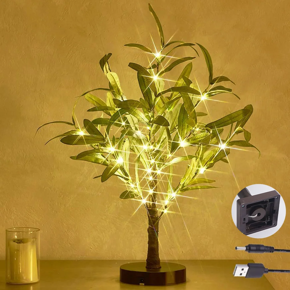 LED Olive Tree Bonsai Tree Lamp USB Bateria Operado Fairy Night Light