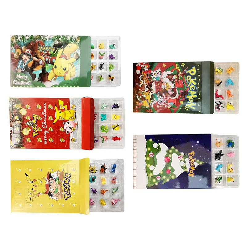 2023 Pokemon Calendario Dell'Avvento Scatola Giocattoli Verdi Originale Pikachu Anime Mini Figura Natale Bambini Set Buon Natale Bambini Regali Ragazz