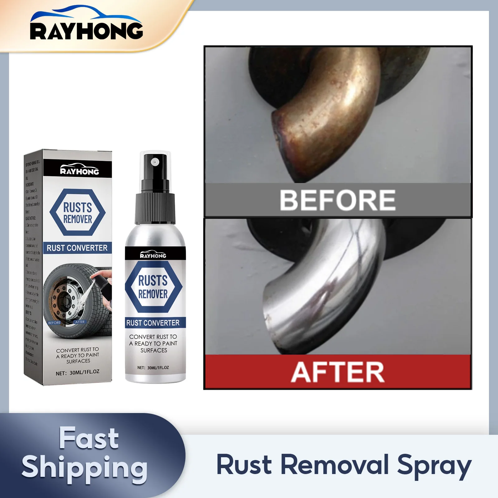 Multi Purpose Rust Removal Spray Metal Surface Chrome Wheel Paint Dust Rim Rust Cleaner Detailling Polishing Super Rust Remover 50 100ml car rust remover spray metal surface chrome paint multi purpose car maintenance iron powder cleaning super rust remover