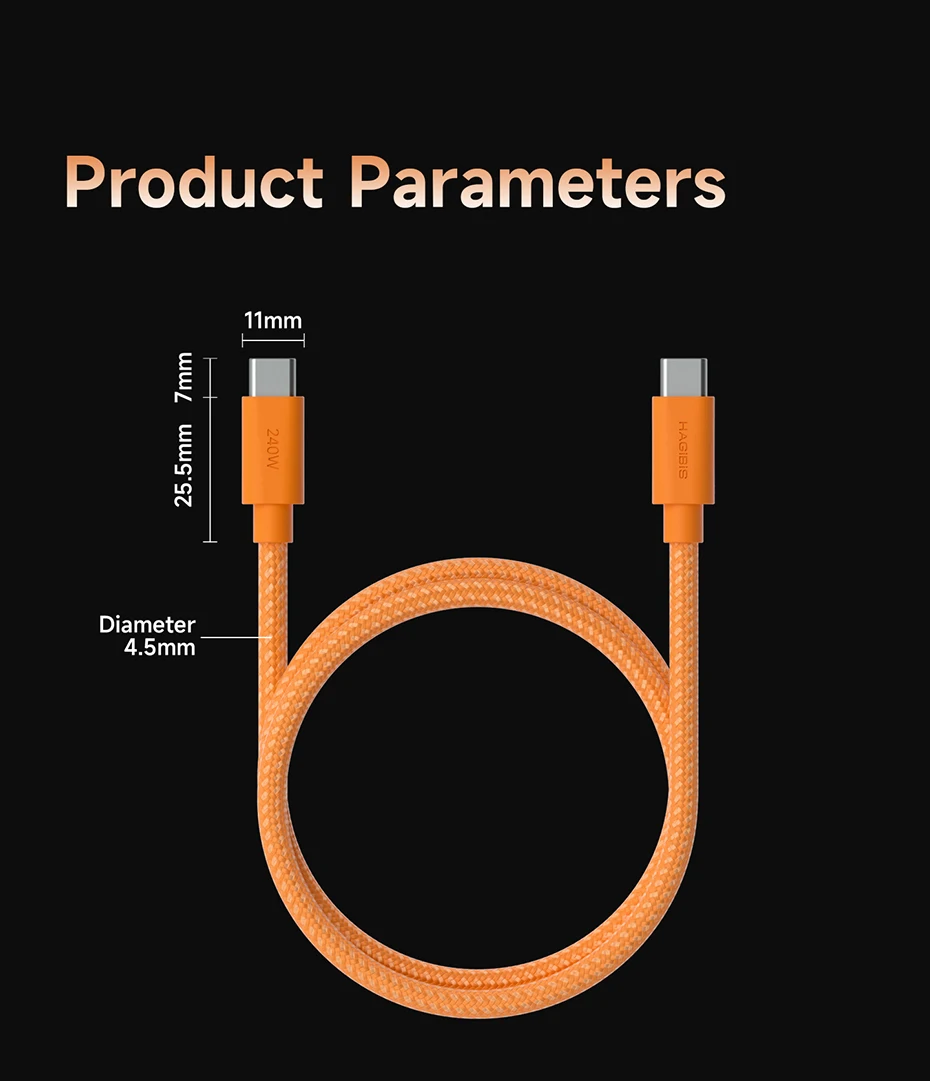 Hagibis USB-C to USB-C Wedge Cable PD 3.1 (240W)