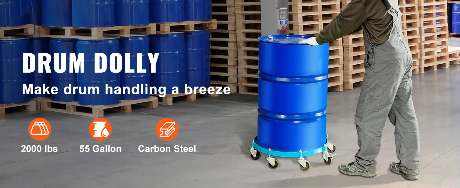 Swivel Drum Dolly For 55 Gallon Drums With Rotating Casters_voghion.com