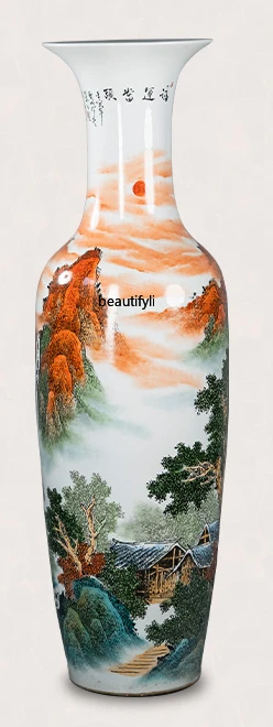 

Hand Painted Pastel Large Vase Jingdezhen Ceramic Chinese Decoration Large Living Room Hotel Housewarming Porcelain Bottle