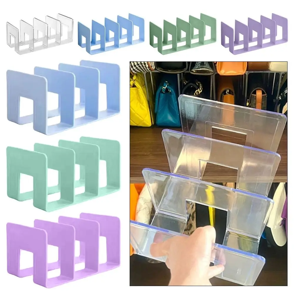 Handbag Storage Rack 3/4 Grids Handbag Storage Rack Wardrobe Divider Shelf Bag Storage Rack Transparent Purse Handbag Divider Shelf Bags Display