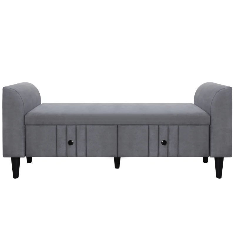 4-Pieces Bedroom Sets Queen Size Upholstered Platform Bed with Two Nightstands and Storage Bench