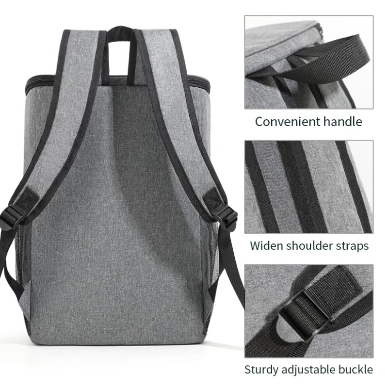 18L Portable Thermal Lunch Bag Food Box Durable Waterproof Cooler Ice Insulated Case Camping Dinner Storage Oxford Backpack