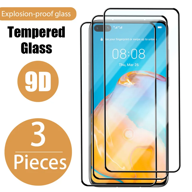 3 pezzi vetro di copertura a schermo intero per Huawei P20 Pro P30 P40 Lite Mate 20 30 P50 Nova 5T 3 3i Y8p Y9S Y9 HD pellicola protettiva per schermo_voghion.com