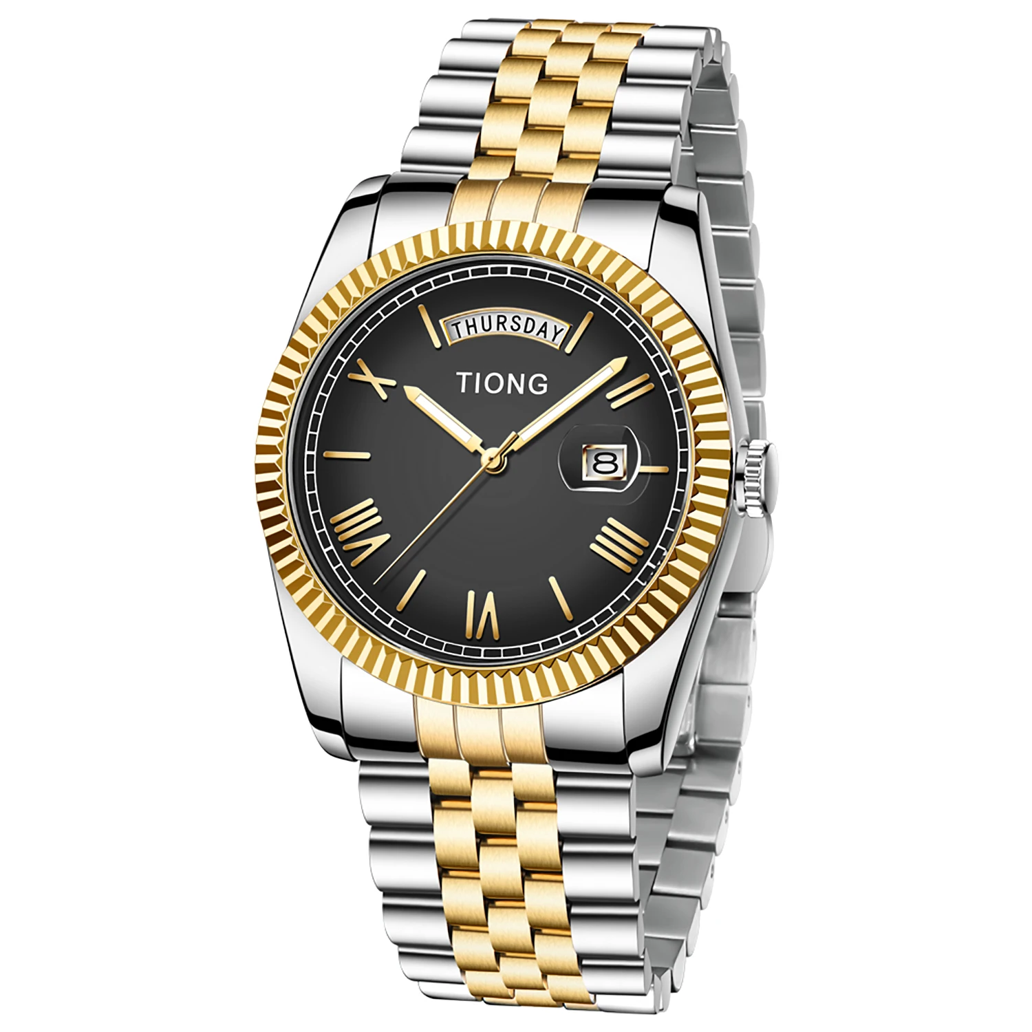 Premium Stainless Steel Luxury Quartz Waterproof Date Wristwatch