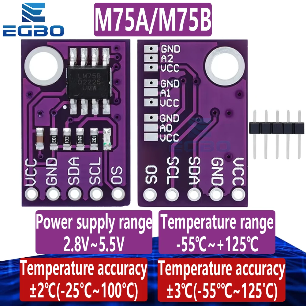 1~5PCS LM75 LM75A/LM75B Temperature Sensor High Speed I2C Interface ...