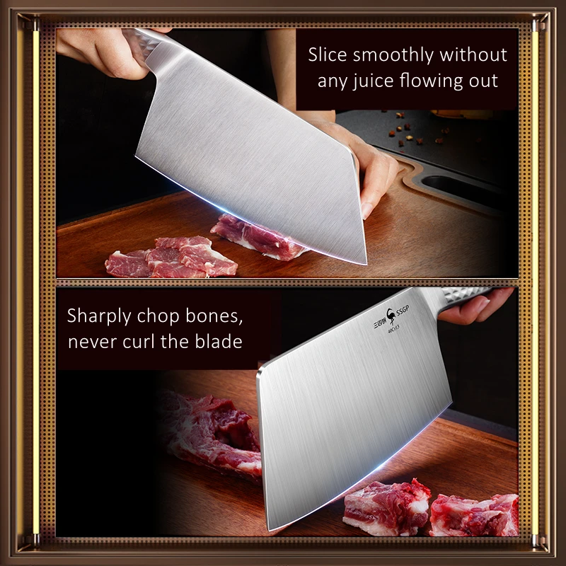 LFGB Certificate Germany 40Cr13 Steel Ultra Sharp Blade Terra Cotta Warriors Imitate Handle Kitchen Knife Slicer and Chopper Set