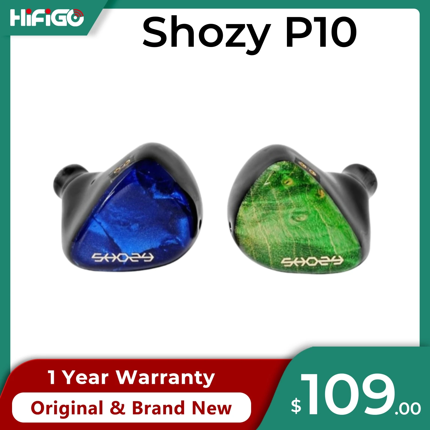 

Shozy P10 New-Type Planar DD Composite Driver in-Ear Monitors Earphones Bass HiFi Earbuds Wood Faceplates IEMs with 3.5mm Cable