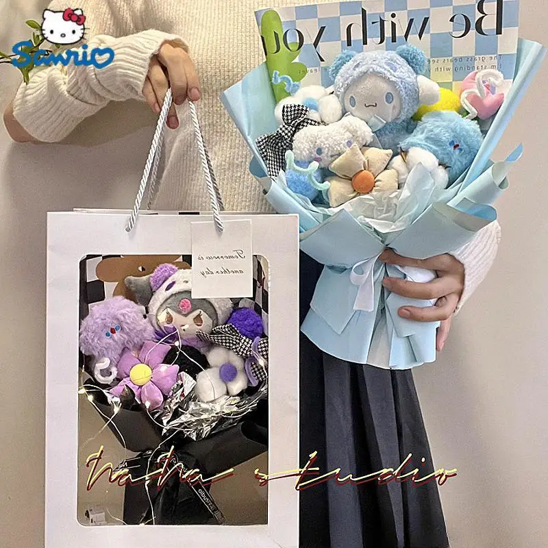 

Sanrio Cinnamoroll Doll Bouquet Finished Kuromi Valentine's Day Gift lovely Cartoon Birthday Gift Girl Bouquet Gift