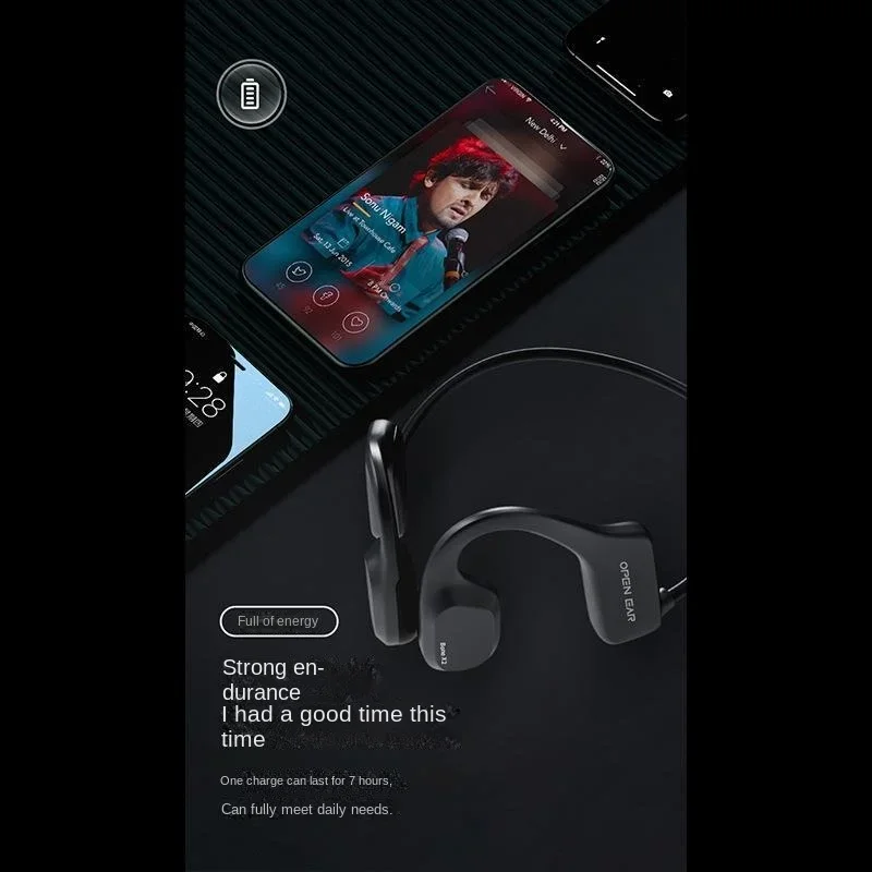 Storage Swimming Headset IP68 Waterproof Bone Conduction Headphones Open Ear Wireless Bluetooth 5.2 Ear Hook Earphones Sport