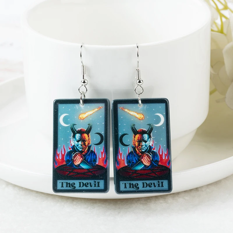 1Pair Drop Earring Tarot Deck Charms Sun Moon Star And The Lovers Divination Card Fashion Jewelry Gift