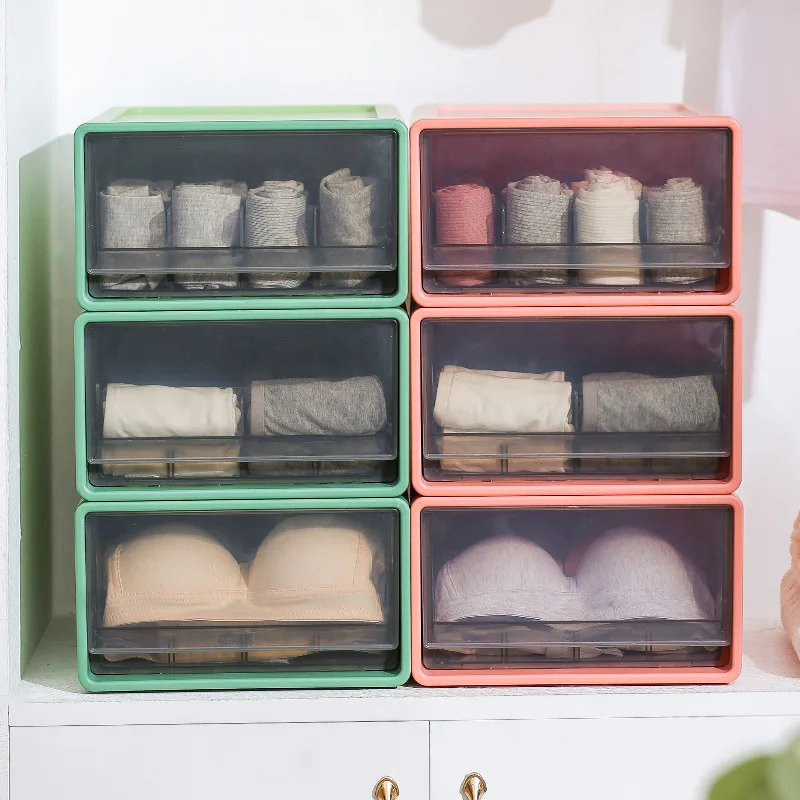 

1-156 Drawer type storage box plastic transparent underwear organizer storage cabinet