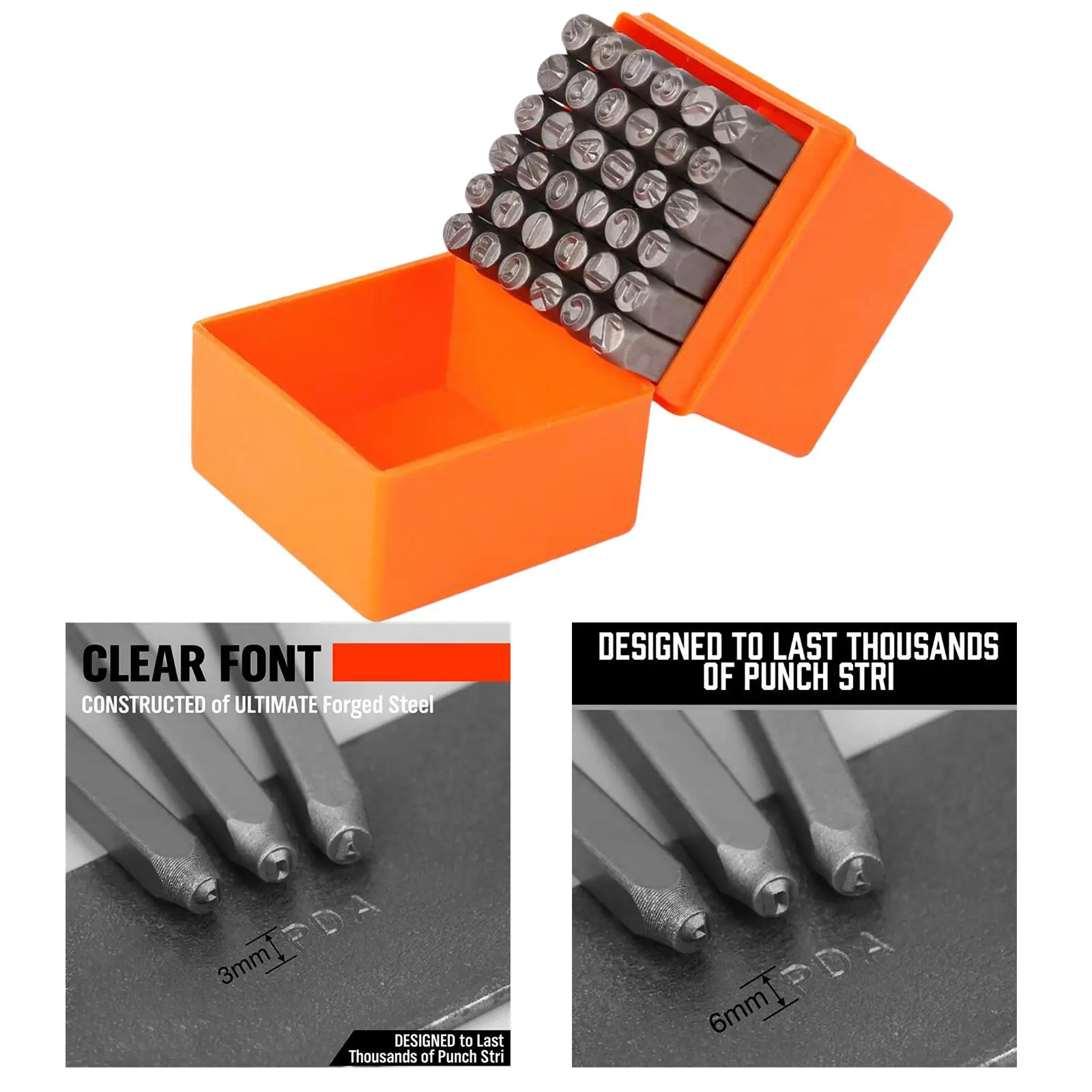 Number & Capital Letter Stamp Set (A-Z & 0-9) Punch Set for Metal Plastic Wood Leather 36pcs