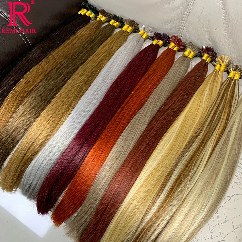 Flat Tip Keratin Hair Extensions Straight Real Human Hair Virgin Colored Vietnamese Hair Extensions Pre-bonded Fusion Hair 3