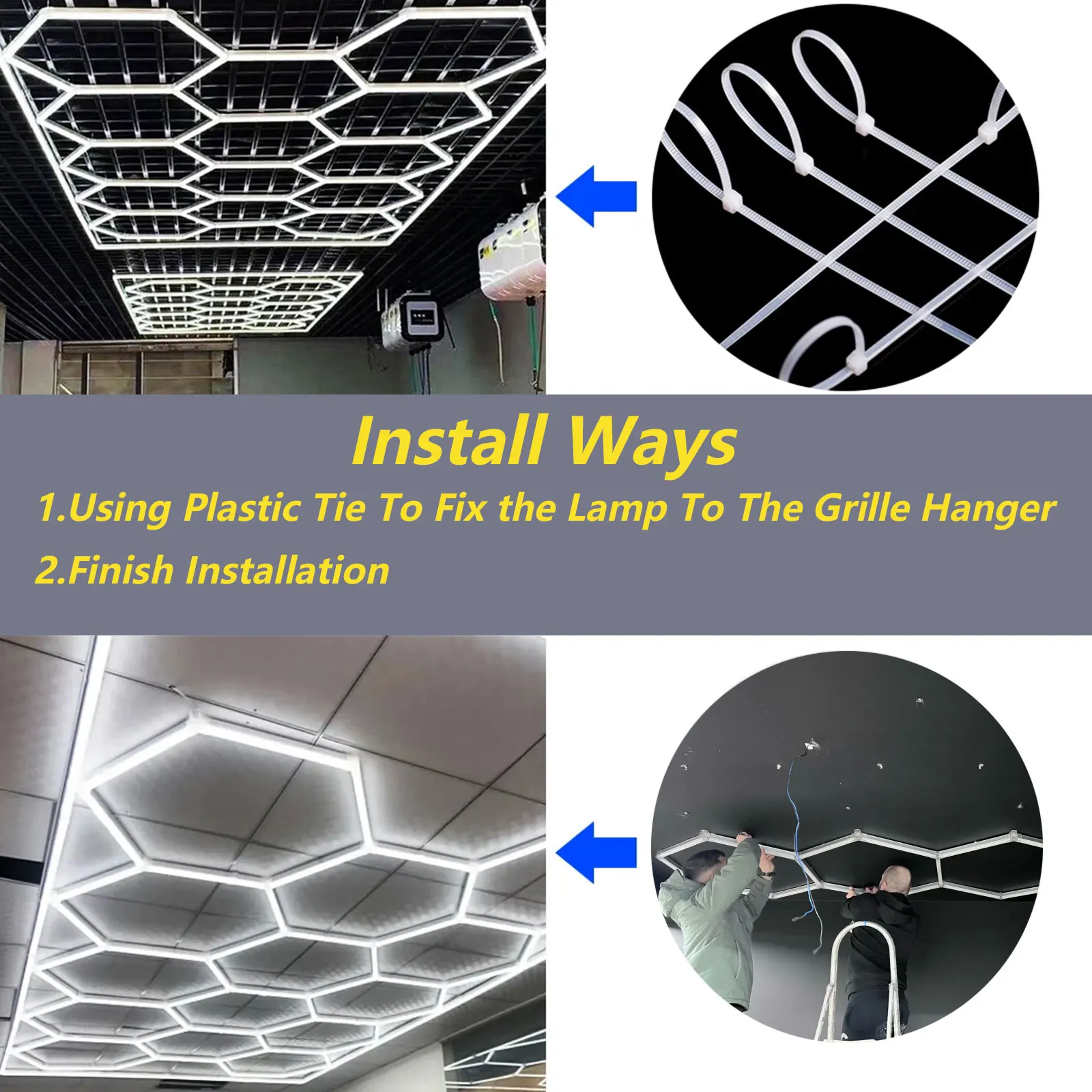 Honeycomb Led Lights Garage Light Ceiling Lighting AC85-265V Garage LED Tube Lights Hexagon For Auto Car Body Repair Workshop