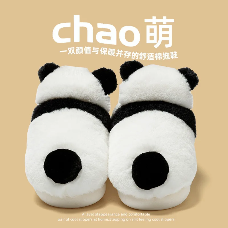 

Design Hug Panda Slipper for Womans Autumn Winter Girls Cute Cartoon Cotton Shoes Ladies Cozy Slides Platform Lady Home Slipper