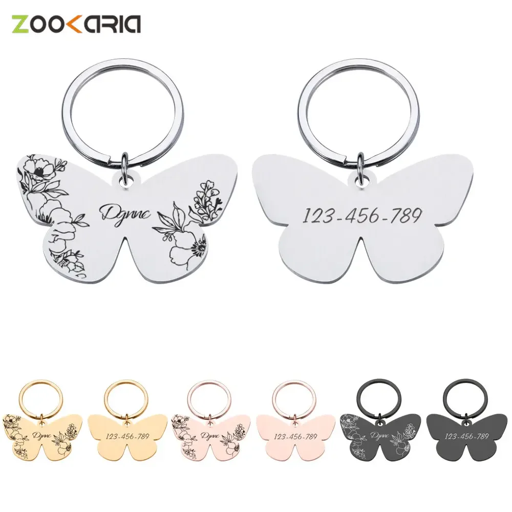 Targhetta Identificativa Personalizzata Per Cani A Farfalla Targhette Con Nome Per Animali Domestici Anti-Smarrimento Targhette Per Gatti Con Incision