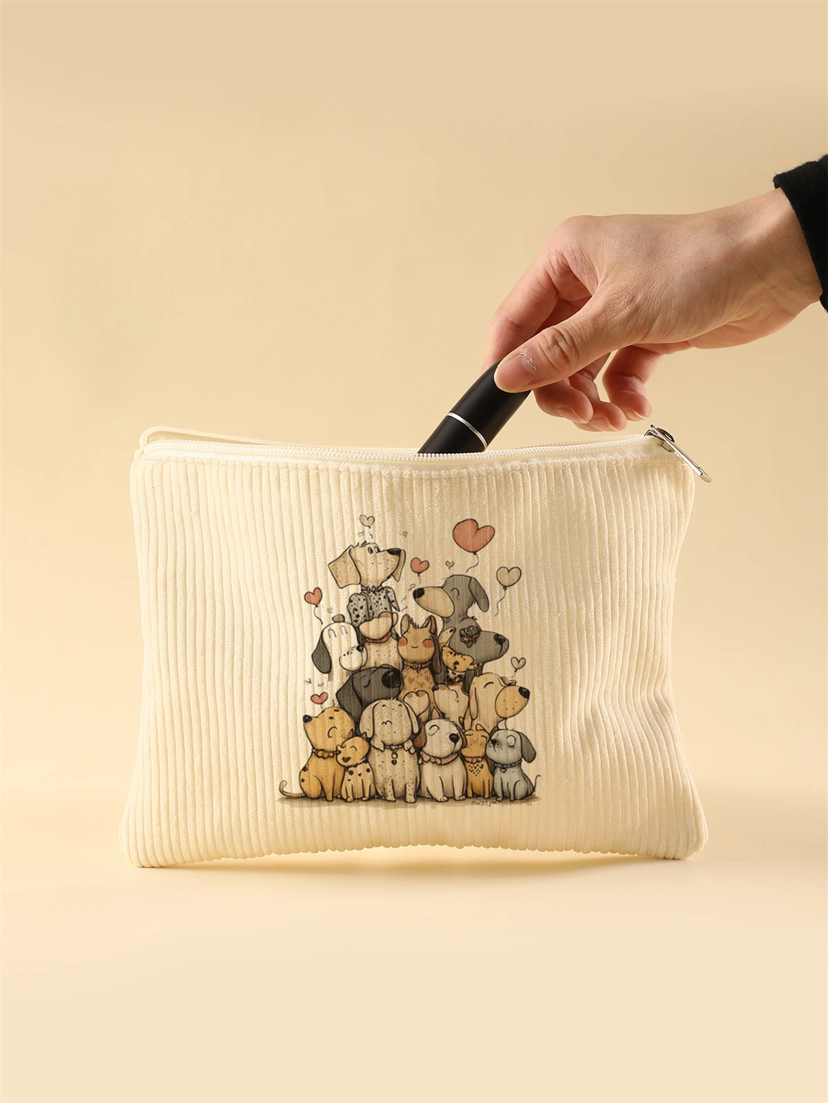 Corduroy Travel Cosmetic Bag Portable Makeup Storage Bag Purses Women Large Capacity Zipper Make Up Organizer Storage Clutch