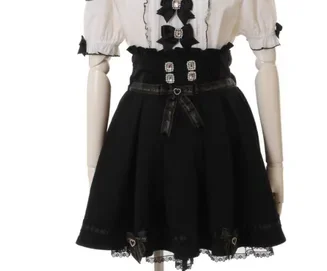 ★ riiiku★suspender lace skirt Black Jirai Kei Skirt Black Lace Hem Suspender Skirt – Honey Wardrobe