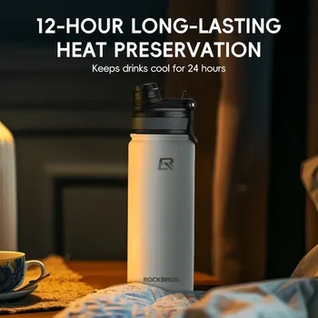 ROCKBROS Thermal Water Bottle Sports Water Bottle Non Slip Stainless Steel Cold And Hot Thermo Cup Cycling Hiking Equip