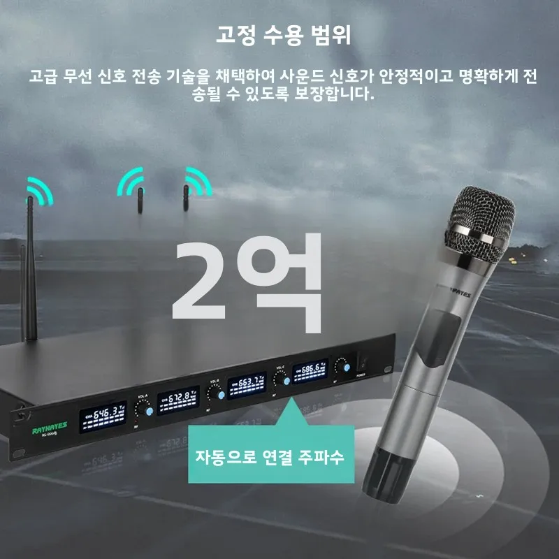 레이헤이즈 RS-899 무선 충전식 마이크 (카디오이드 카메라 패턴) 무대 공연 및 가정용 노래방에 적합