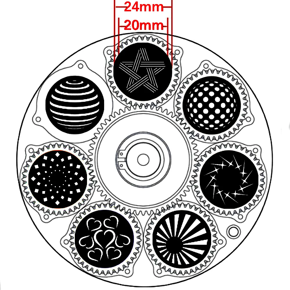 

OD24mm LED Moving Head Spot/Beam/Wash Light Gobo Wheel Replacement for Show DJ Disco Party Stage Lighting Photography Backgroud