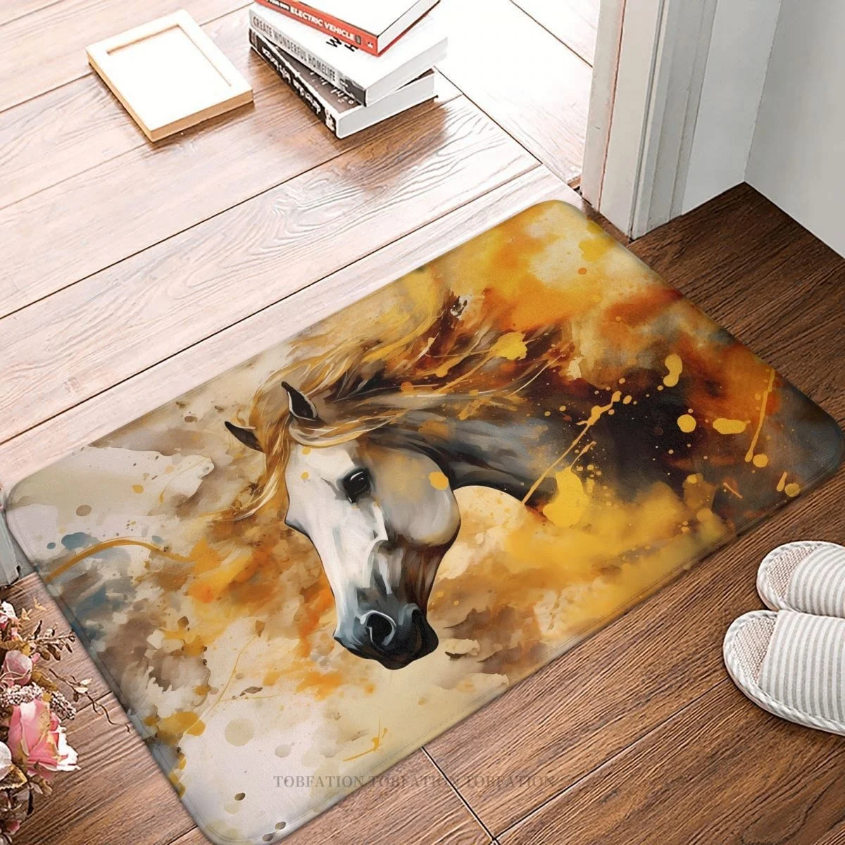 Cavalli Al Galoppo Zerbino Antiscivolo Fire Horse Bath Tappetino Da Cucina Tappeto Da Preghiera Decorazioni Per La Casa