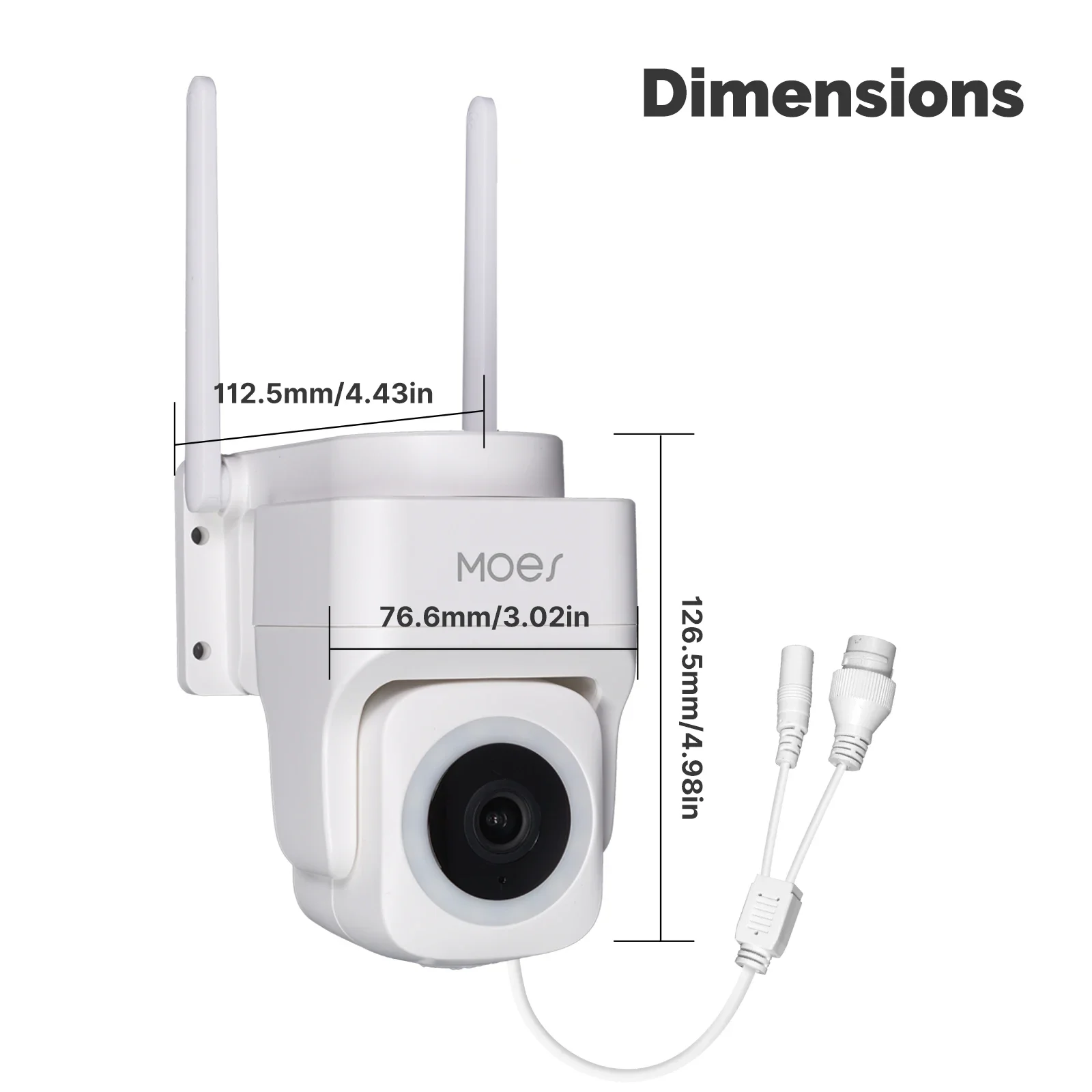 MOES Tuya WiFi 3MP Smart Security Camera Support Wireless &Wired RJ45 Network IP65 Waterproof Motion Tracking Full Color Night