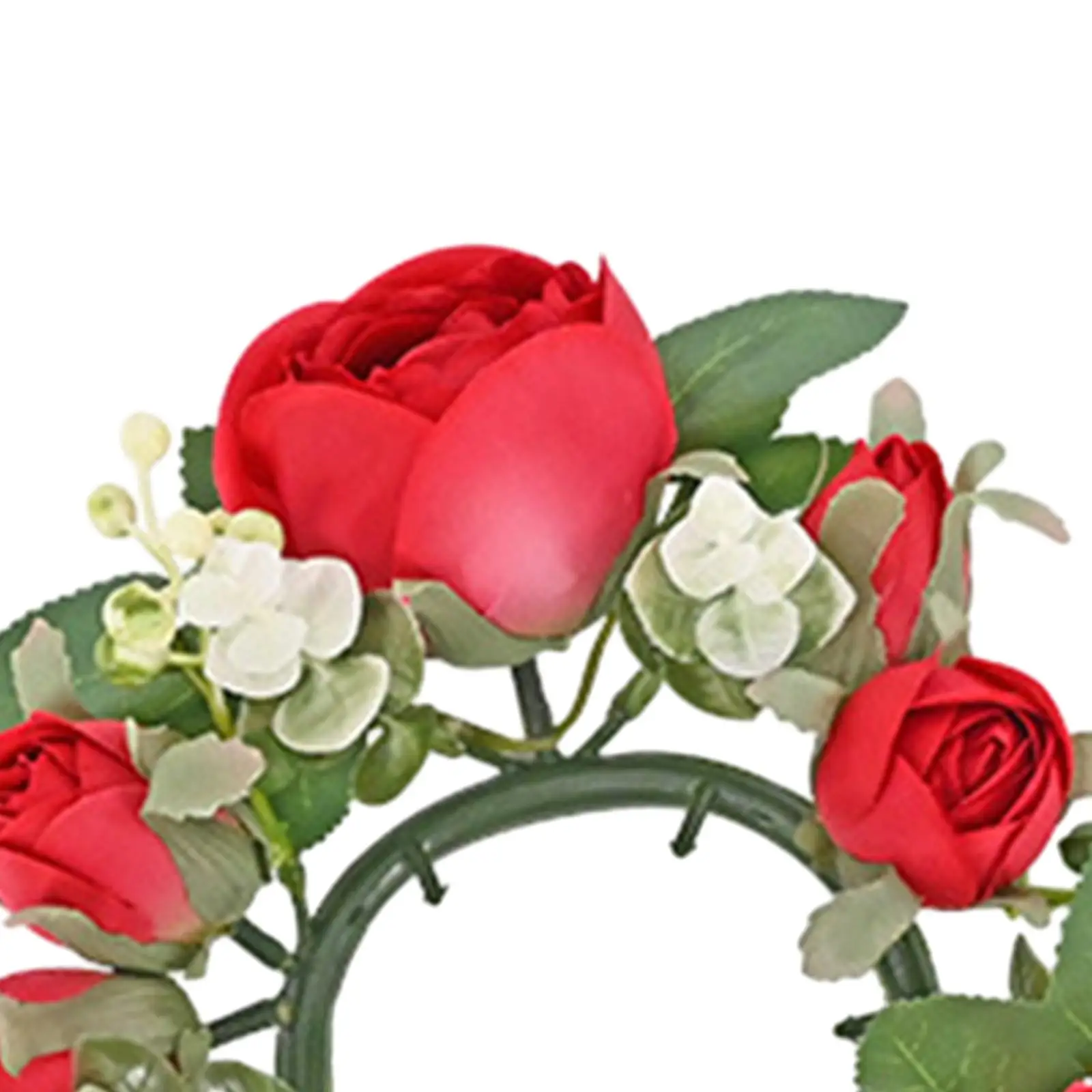 Candle Ring Artificial Wreath Floral Arrangement Greenery Rose Wreath Candle Ring for Living Room Home Door Table Easter