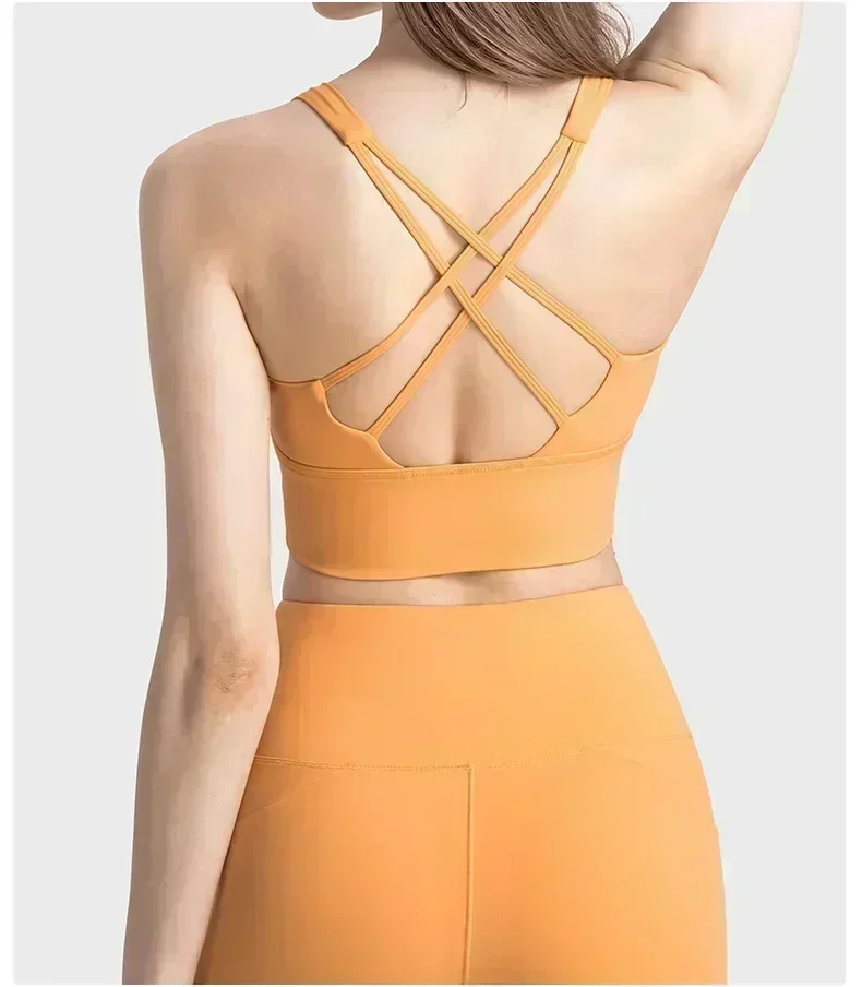 Lemon Energy Longline Bra Criss Cross Back Fitness Sport Tops Sweat-wicking Medium Support Workout Yoga Bra Integrated Chest Pad 5