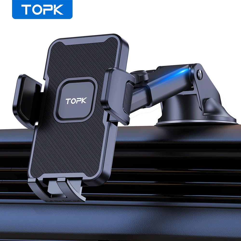TOPK Magnetic Car Phone Holder Mount, Universal Dashboard Windshield Phone Holder for Car, for Car Phone Mount for iPhone