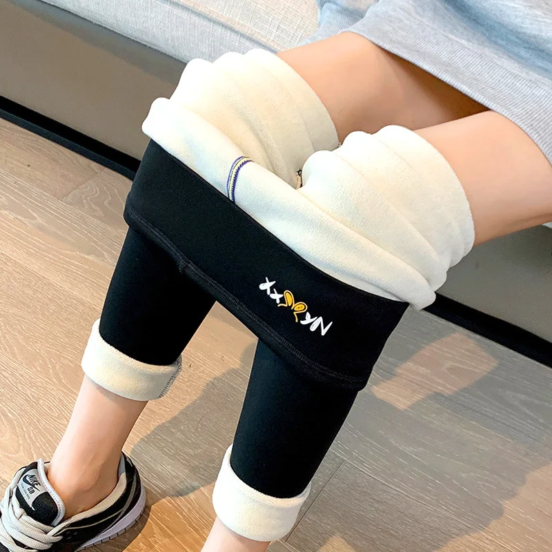 

Осенне-зимние леггинсы из овечьей шерсти с высокой талией, эластичные плюшевые теплые женские повседневные брюки, теплые спортивные женские леггинсы для бега и йоги