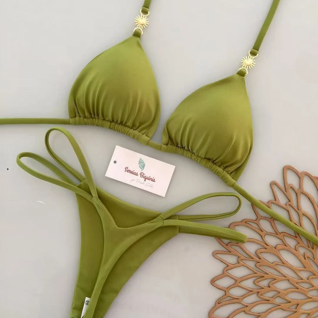 2026 Neuer Sexy Schnür-Bikini mit Print, Brasilianischer Badeanzug für Damen, Micro-Bademode, Rückenfreier Biquini, Strandkleidung, Tanga Купальник