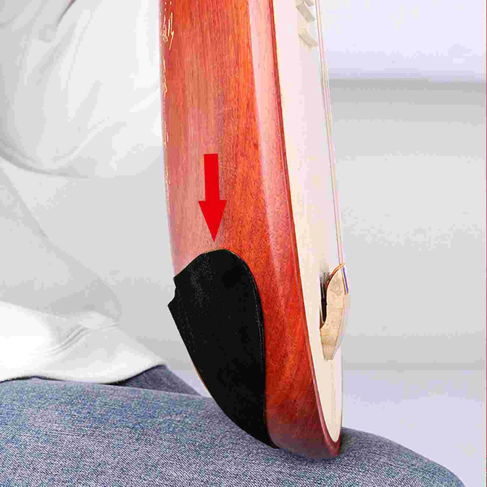 Non-slip Mat Erhu Anti-skid Pad Lute Wear-resistant Cowhide Guitar Fixed for Musical Instruments Black