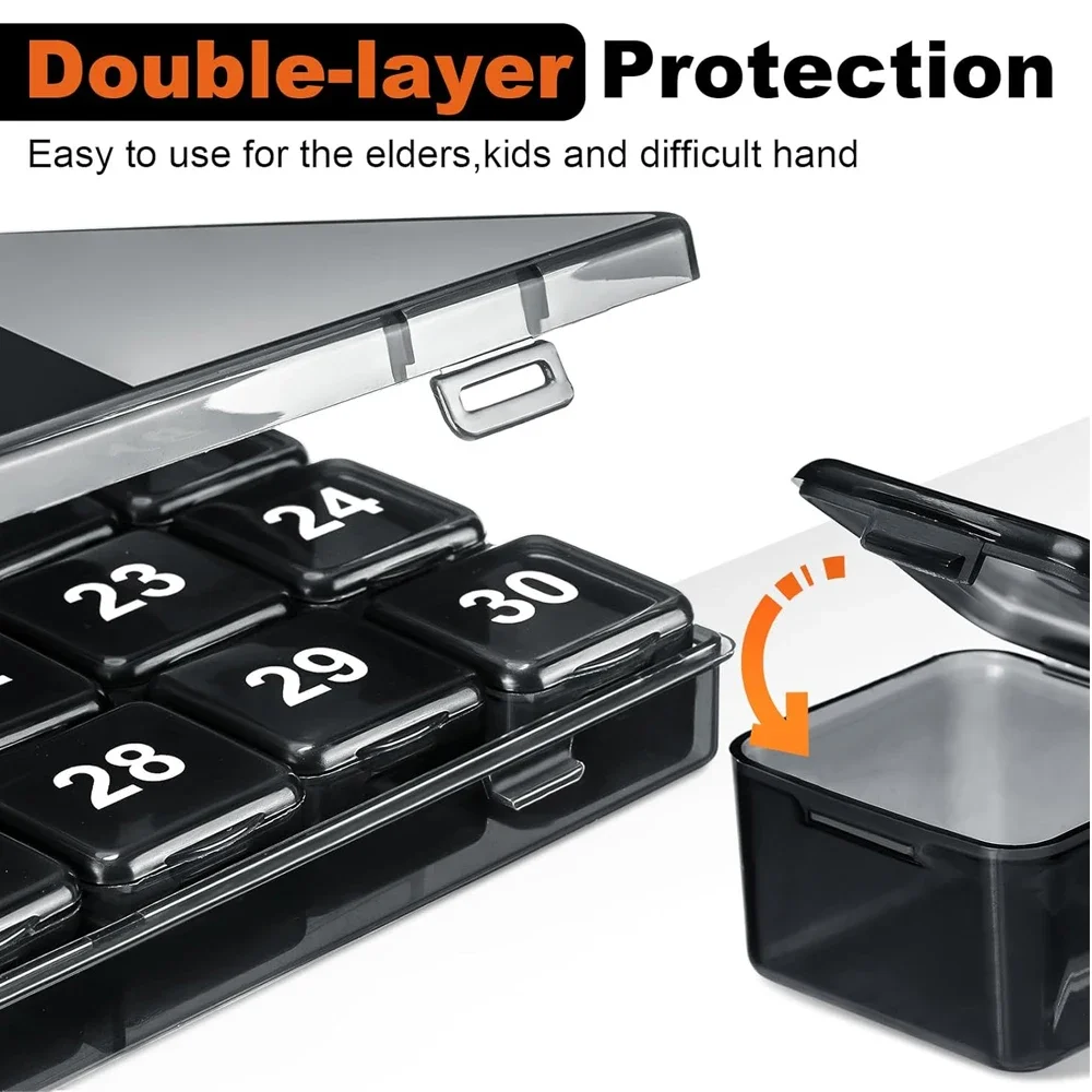 30-Day Portable Pill Organizer with Large Compartments