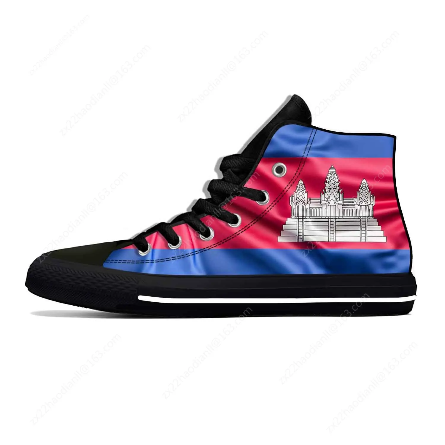 Anime Cartoon Cambodia Cambodian Flag Patriotic Casual Cloth Shoes High Top Lightweight Breathable 3D Print Men Women Sneakers