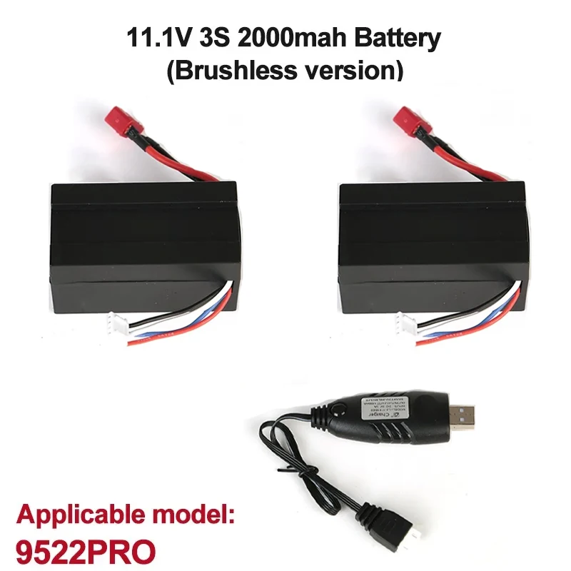 Batterie LiPo 11.1V 2000mAh pour RC - Lot de 2 avec Chargeur