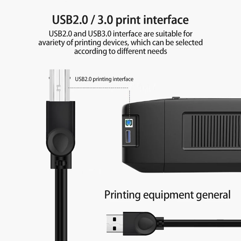【빠른 배송】USB 프린터 케이블 0.5M/1M/1.5M/3M/5M/10M USB 2.0 유형 A 남성-B 남성 케이블 프린터용 연장 코드