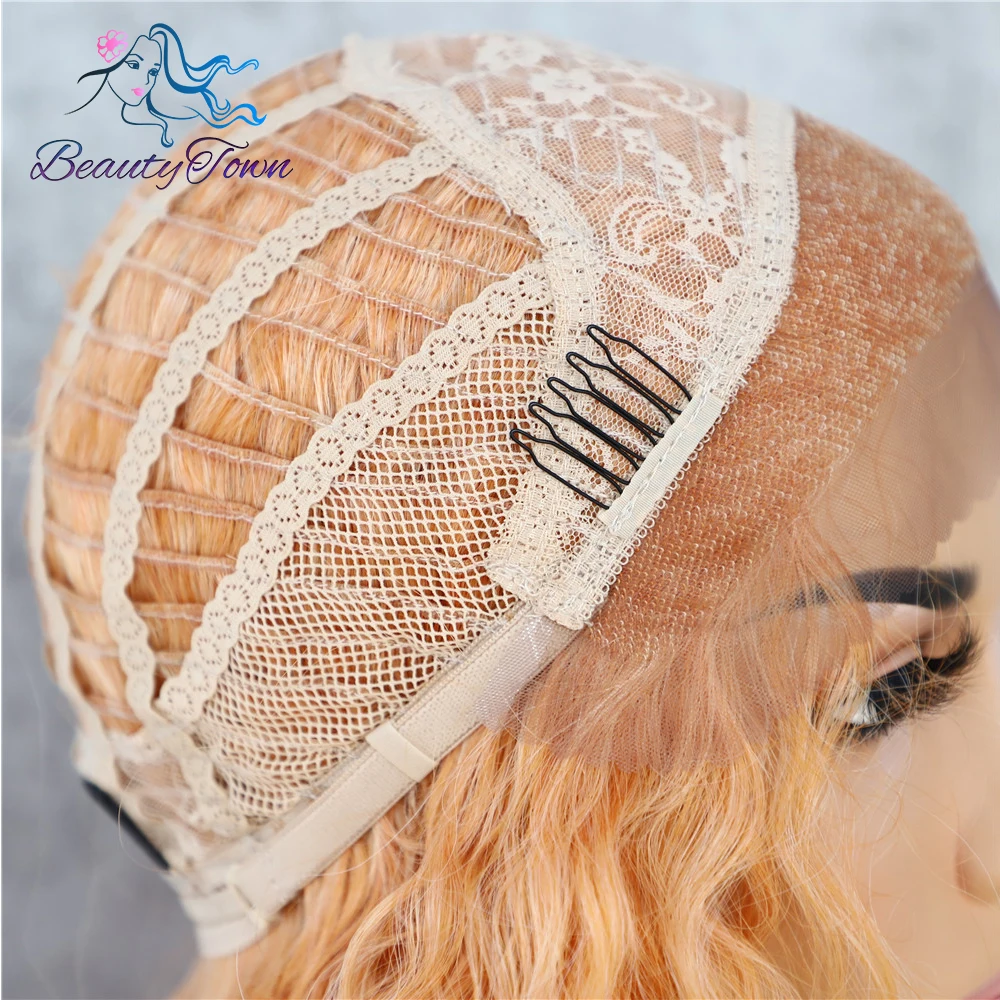 Synthetic Wig Jbrown Black 1B Blonde 613 Ginger Red Brown Grey White Kinky Curly 13X3 Lace Front For Women