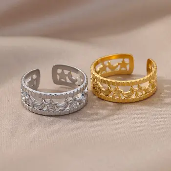 Open Star Moon Ring