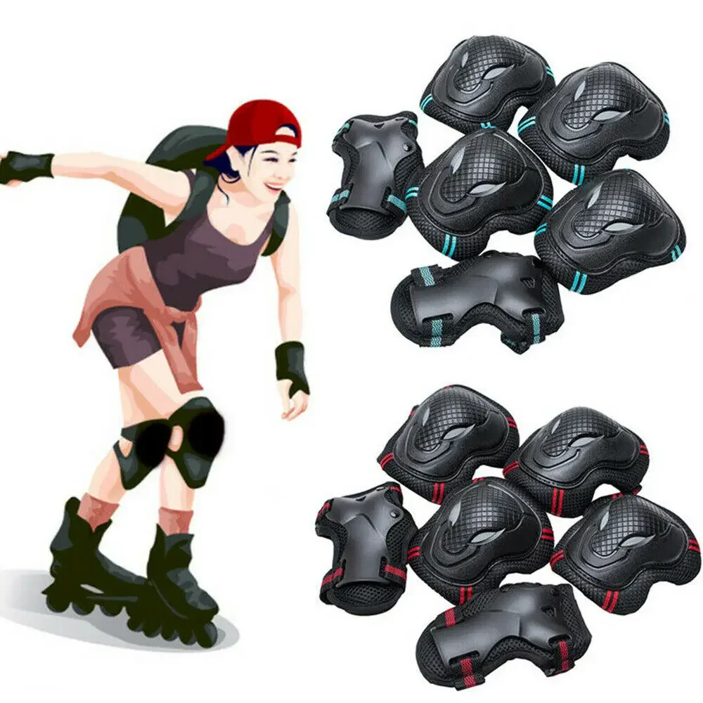 6PCS Adult Children Knee Pads Elbow Pads Wrist Mesh Design Suitable for Roller Skates Skateboards Skating Bicycles Scooters Knee Pad Elbow Pads Wrist Guards