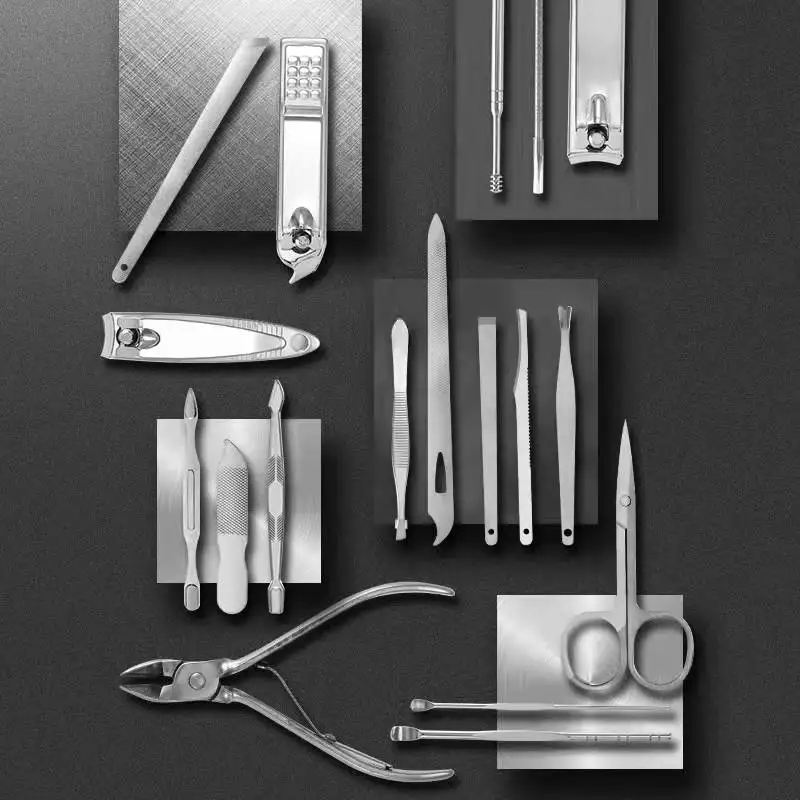 Home Nail Clipper Set of 18 Pieces Large Size Dead Skin Pliers Diagonal to Remove Dead Skin Small Eyebrow Clipper Leather Sleeve 3
