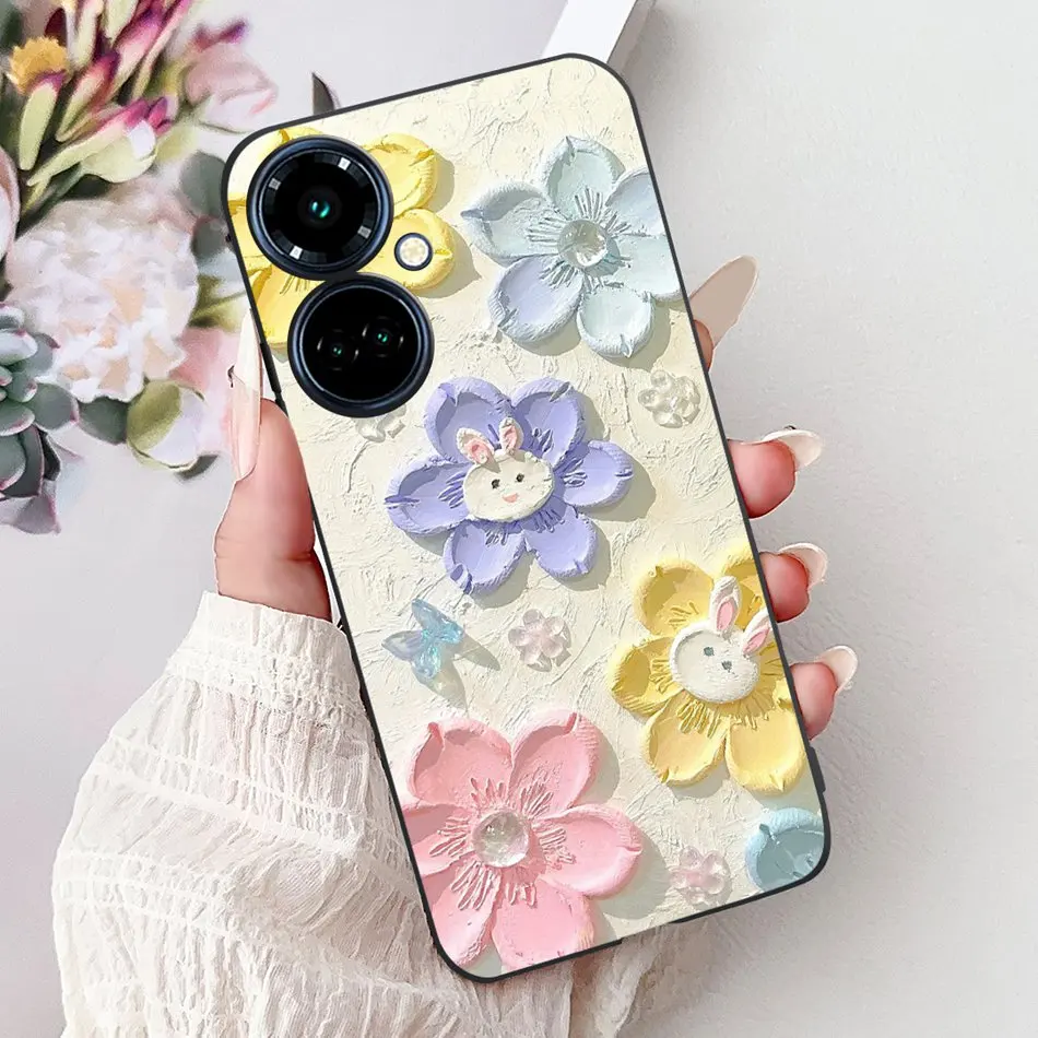Elegant Butterfly Cat Black Silicone Soft Phone Case