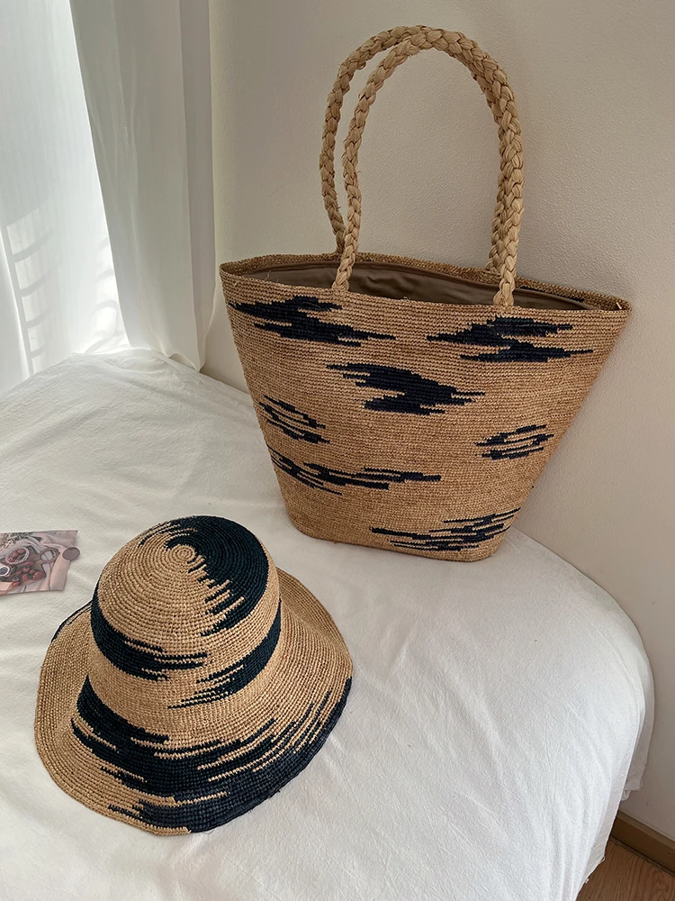 Raffia Straw Bag and Hat Set | Summer Beach Two-Piece  display picture 3