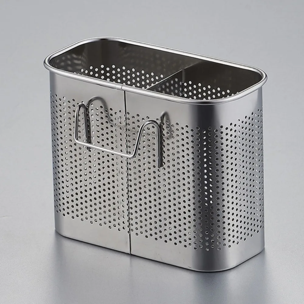 Stainless steel chopsticks fork spoon holder cookware rack organizer cutlery dryer drainer shelf with hooks kitchen accessories